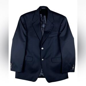 Ralph Lauren 40R Black Ventless Wool Blazer Jacket Metal Ornate Deco Buttons